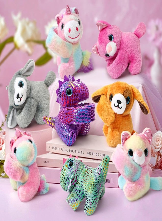 B Bascolor 8 Pack Stuffed Animal Slap Bracelets, 9 Inch Plush Unicorn Cat Dog Dinosaur Wrist Cute Snap Bracelets Bulk Toy First Day Back to School Graduation Birthday Gift for Boys Girls Party Favors - Image 2